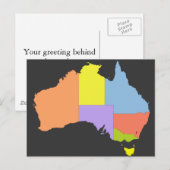 Australia Color Map, Australië Briefkaart (Voorkant / Achterkant)