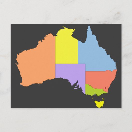Australia Color Map, Australië Briefkaart (Voorkant)