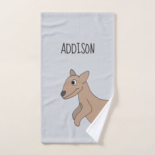 Australia Cute Kangaroo Doodle en Name Kinder Bad Handdoek (Handdoek)