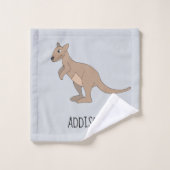 Australia Cute Kangaroo Doodle en Name Kinder Bad Handdoek (Wasdoekje)