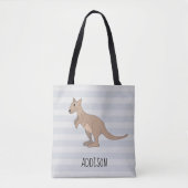 Australia Cute Kangaroo Doodle & Name Kinder Diape Tote Bag (Voorkant)
