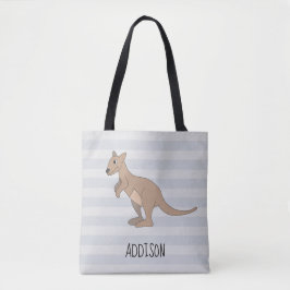 Australia Cute Kangaroo Doodle & Name Kinder Diape Tote Bag
