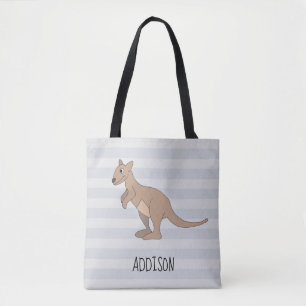 Australia Cute Kangaroo Doodle & Name Kinder Diape Tote Bag
