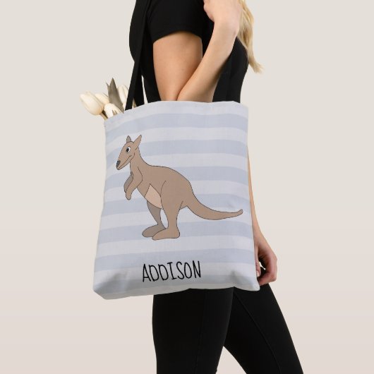 Australia Cute Kangaroo Doodle & Name Kinder Diape Tote Bag (Dichtbij)