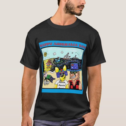 Australia Day Cartoon T-shirt Mick en Hoppa (Voorkant)