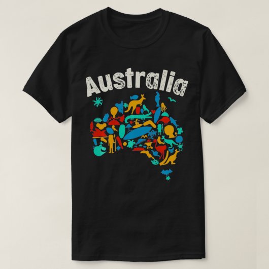 Australia Day Funny Australian Kinder Animals Map T-shirt (Design voorkant)