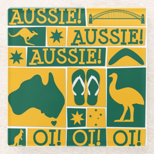 Australia Day Glazen Onderzetter (Voorkant)