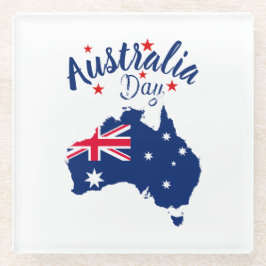 Australia Day Rood Blauw en Wit Glazen Onderzetter