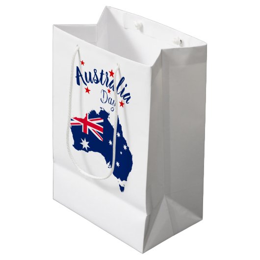 Australia Day Rood Blauw en Wit Medium Cadeauzakje (Voorkant Gekanteld)