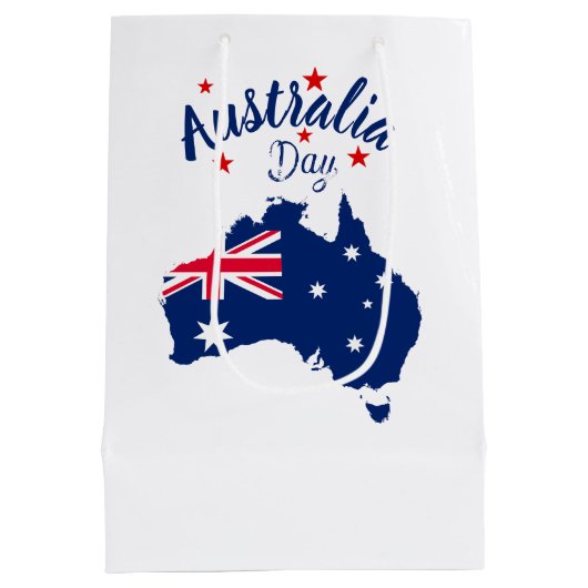 Australia Day Rood Blauw en Wit Medium Cadeauzakje (Achterkant)