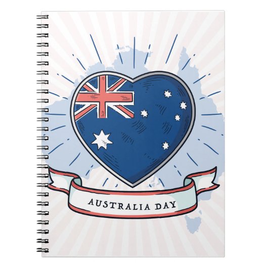 Australia Day Rood Blauw en Wit Notitieboek (Voorkant)