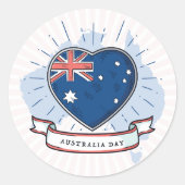 Australia Day Rood Blauw en Wit Ronde Sticker (Voorkant)