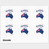 Australia Day Rood Blauw en Wit Ronde Sticker (Vel)