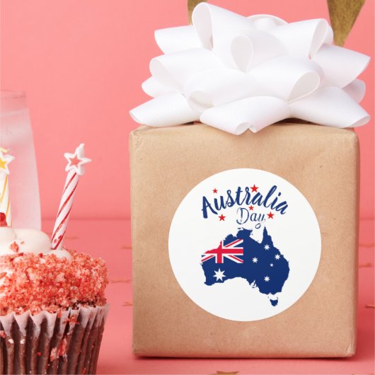Australia Day Rood Blauw en Wit Ronde Sticker (Feest)