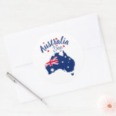 Australia Day Rood Blauw en Wit Ronde Sticker (Envelop)