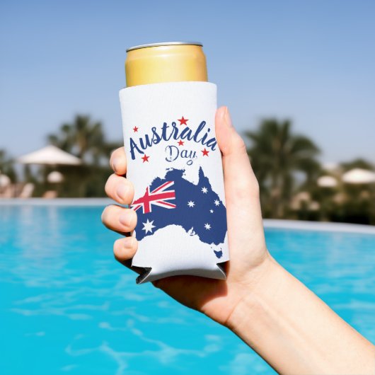 Australia Day Rood Blauw en Wit Seltzer Blikjeskoeler (Insitu Zwembad)