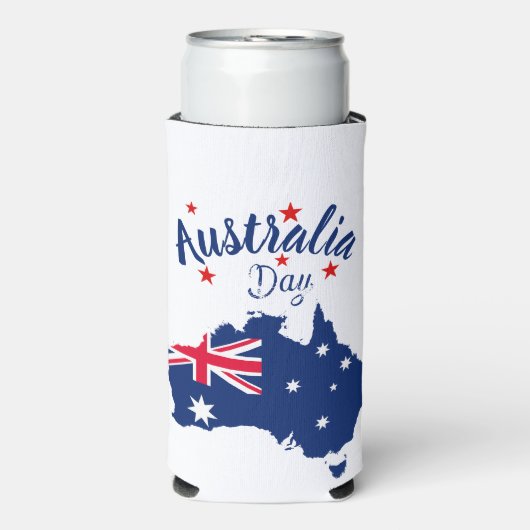 Australia Day Rood Blauw en Wit Seltzer Blikjeskoeler (Seltzer Voorkant)