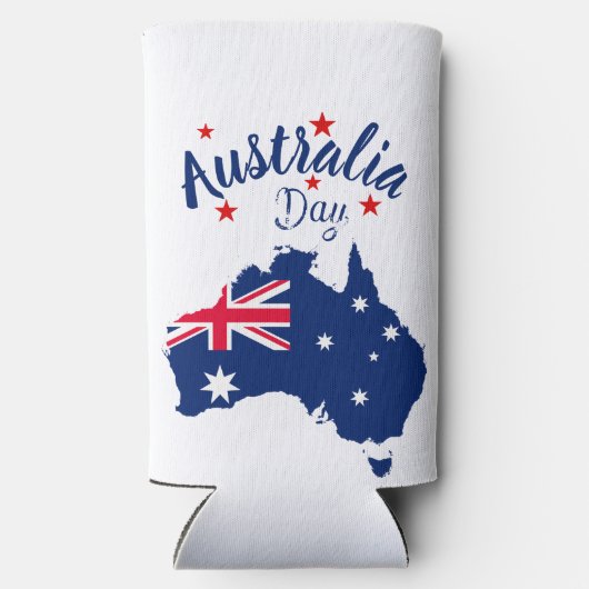 Australia Day Rood Blauw en Wit Seltzer Blikjeskoeler (Achterkant)
