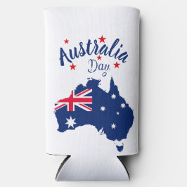 Australia Day Rood Blauw en Wit Seltzer Blikjeskoeler