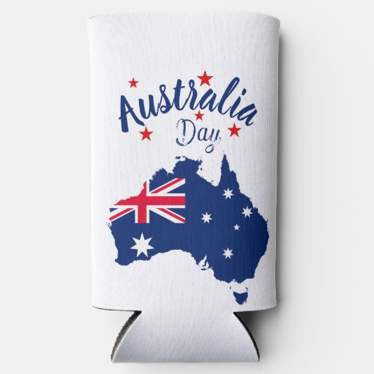 Australia Day Rood Blauw en Wit Seltzer Blikjeskoeler (Voorkant)
