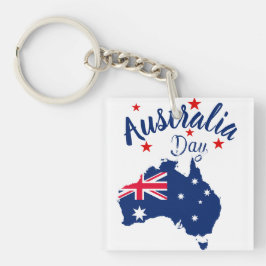 Australia Day Rood Blauw en Wit Sleutelhanger