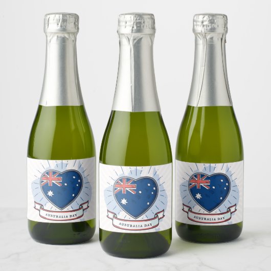 Australia Day Rood Blauw en Wit Sparkling Wijnetiket (Flessen)