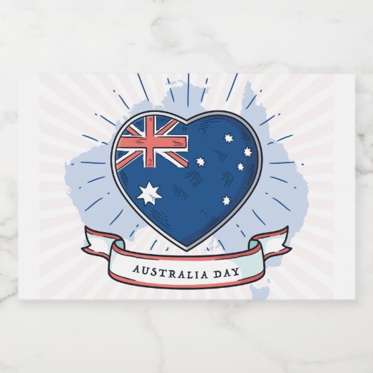 Australia Day Rood Blauw en Wit Sparkling Wijnetiket (Enkel label)