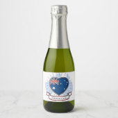Australia Day Rood Blauw en Wit Sparkling Wijnetiket (Voorkant)