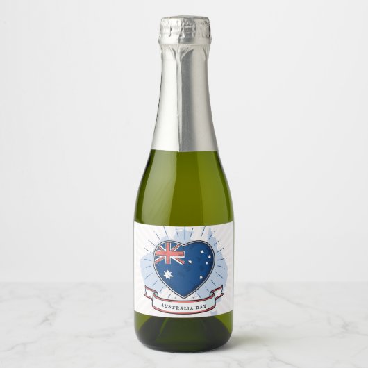 Australia Day Rood Blauw en Wit Sparkling Wijnetiket (Voorkant)