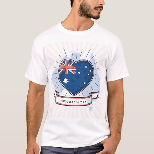 Australia Day Rood Blauw en Wit T-shirt (Voorkant)