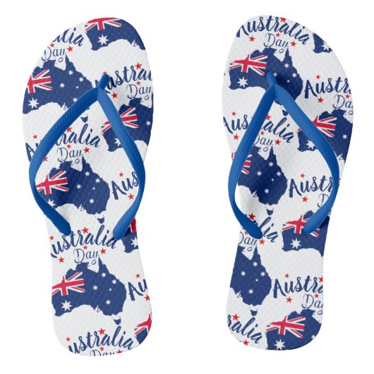 Australia Day Rood Blauw en Wit Teenslippers (Voetbed)