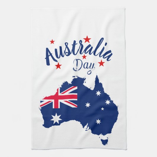 Australia Day Rood Blauw en Wit Theedoek (Verticaal)