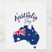 Australia Day Rood Blauw en Wit Wijn Etiket (Enkel label)