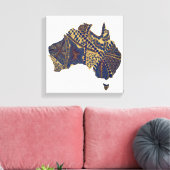 Australia Doodle Tan Red Canvas Afdruk (Insitu (Woonkamer))
