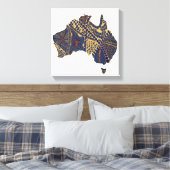 Australia Doodle Tan Red Canvas Afdruk (Insitu (Slaapkamer))