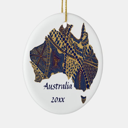 Australia Doodle Tan Red Keramisch Ornament (Rechts)
