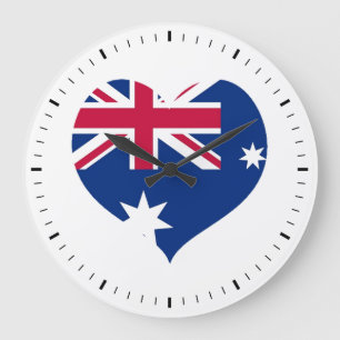 Australia Flag Heart Cutout Wall klok