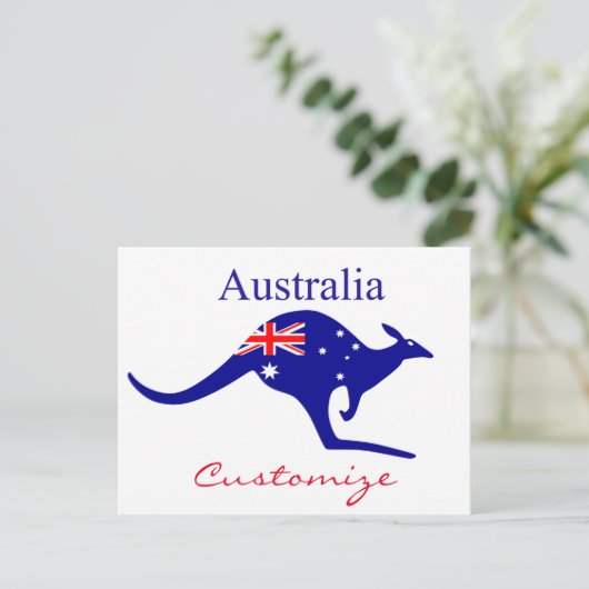 Australia Flag Kangaroo Thunder_Cove Briefkaart (Staand voorkant)