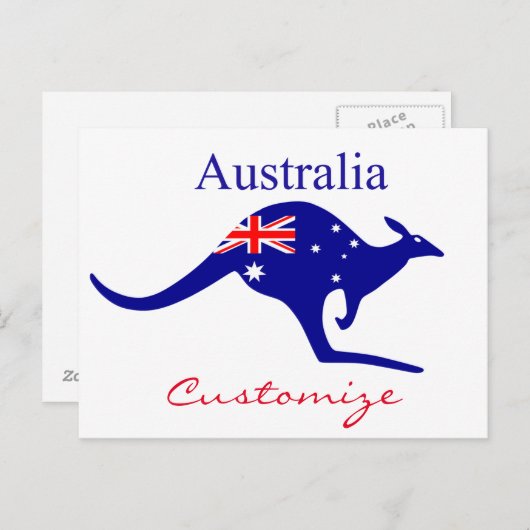 Australia Flag Kangaroo Thunder_Cove Briefkaart (Voorkant / Achterkant)