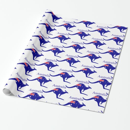 Australia Flag Kangaroo Thunder_Cove Cadeaupapier (Uitgerold)