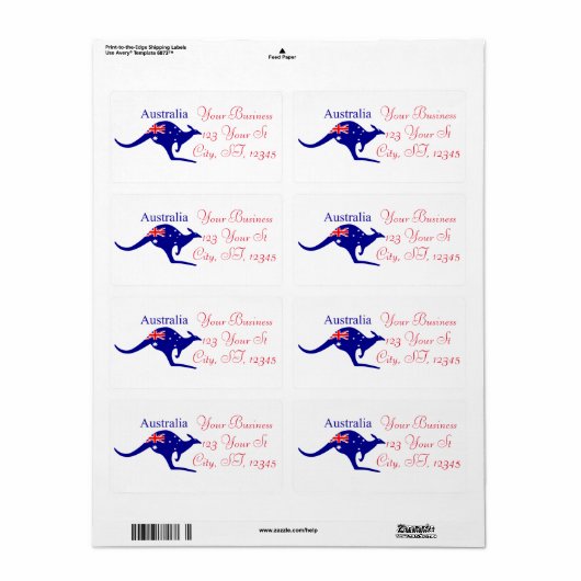 Australia Flag Kangaroo Thunder_Cove Etiket (Full Sheet)