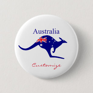 Australia Flag Kangaroo Thunder_Cove Ronde Button 5,7 Cm