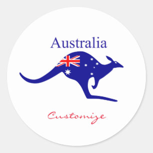 Australia Flag Kangaroo Thunder_Cove Ronde Sticker