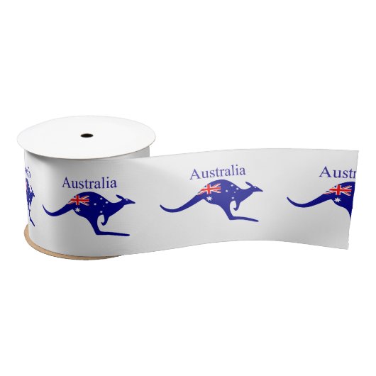 Australia Flag Kangaroo Thunder_Cove Satijnen Lint (Spoel)