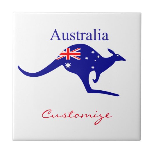 Australia Flag Kangaroo Thunder_Cove Tegeltje (Voorkant)