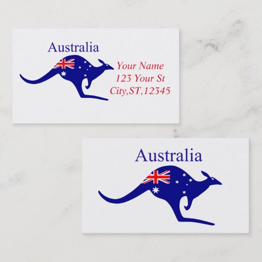 Australia Flag Kangaroo Thunder_Cove Visitekaartje (Voorkant / Achterkant)