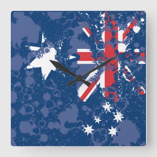 AUSTRALIA FLAG KCALIMA, effect van Masanser Vierkante Klok (Voorkant)