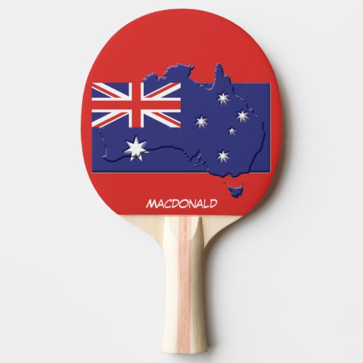 AUSTRALIA FLAG & MAP persoonlijke RED Tafeltennisbatje (Voorkant)