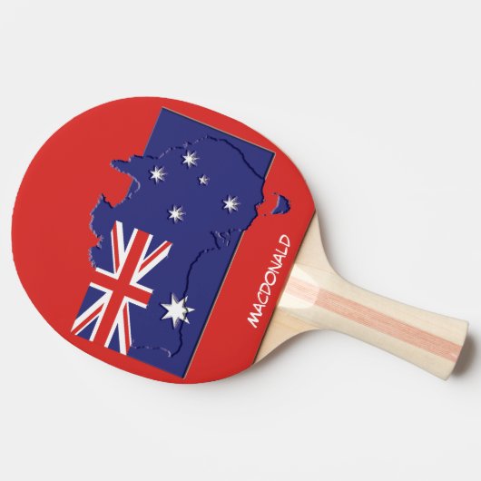 AUSTRALIA FLAG & MAP persoonlijke RED Tafeltennisbatje (Zijkant)
