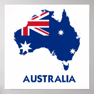 AUSTRALIA FLAG MAP POSTER